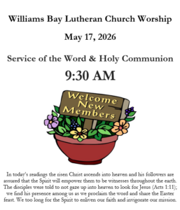 Sunday, May 17, 2026 Worship Bulletin