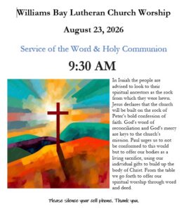 Sunday, August 23 2026 Worship Bulletin