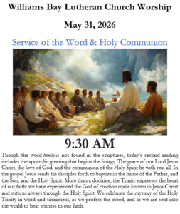Sunday, May 31, 2026 Worship Bulletin
