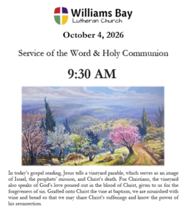 Sunday, October 4, 2026 Worship Bulletin