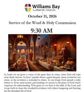 Sunday, October 11, 2026 Worship Bulletin