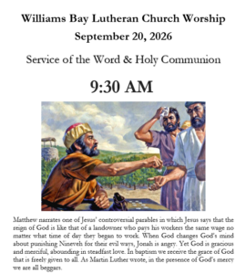 Sunday, September 20, 2026 Worship Bulletin