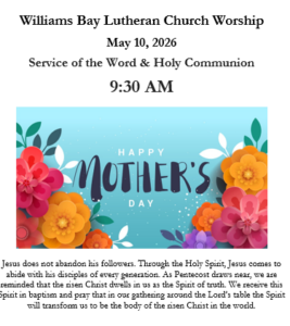 Sunday, May 10, 2026 Worship Bulletin