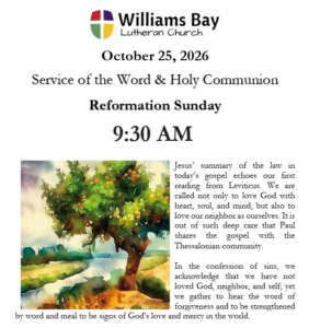Sunday, October 25, 2026 Worship Bulletin