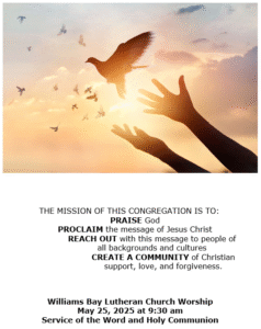 Sunday, May 25, 2025 Worship Bulletin